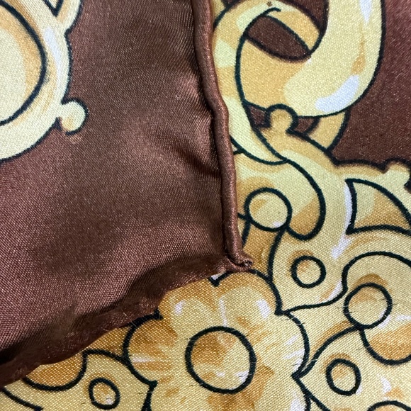 Vintage Bill Blass Silk Scarf – Brown Gold Chain & Animal Print - Picture 7 of 7